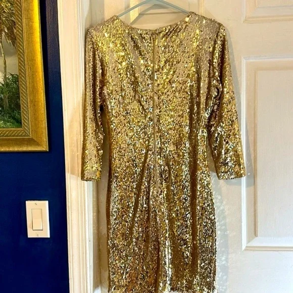 NWT Women’s Lulu’s Gold Sequined Mini Dress Size Small - Picture 6 of 9